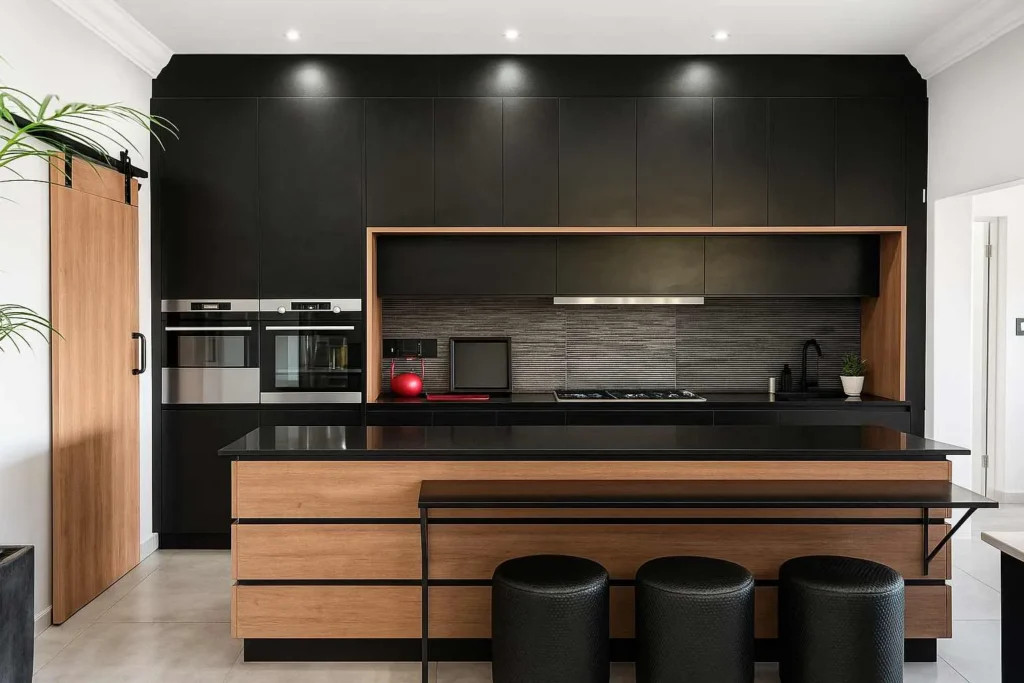 Black Kitchen Timber Frame Island — Life Size Kitchens