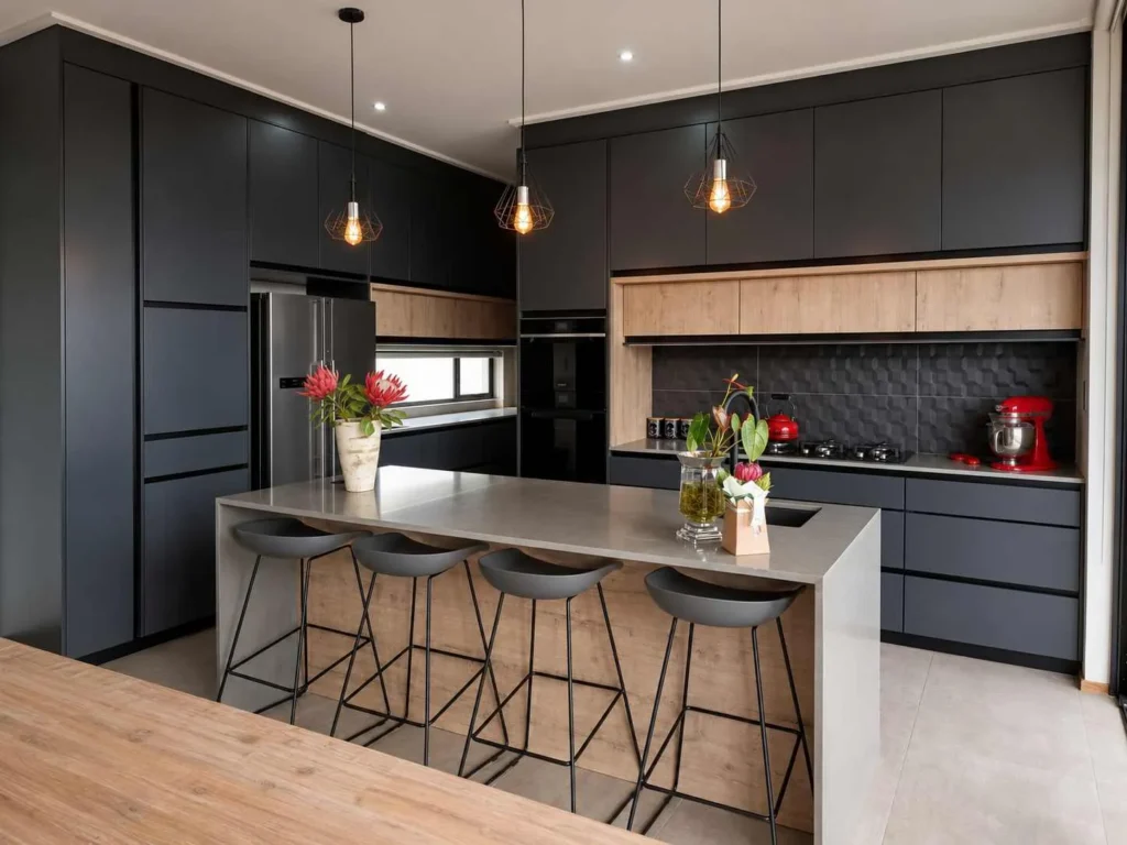 Charcoal Oak Kitchen Breakfast Bar — Life Size Kitchens